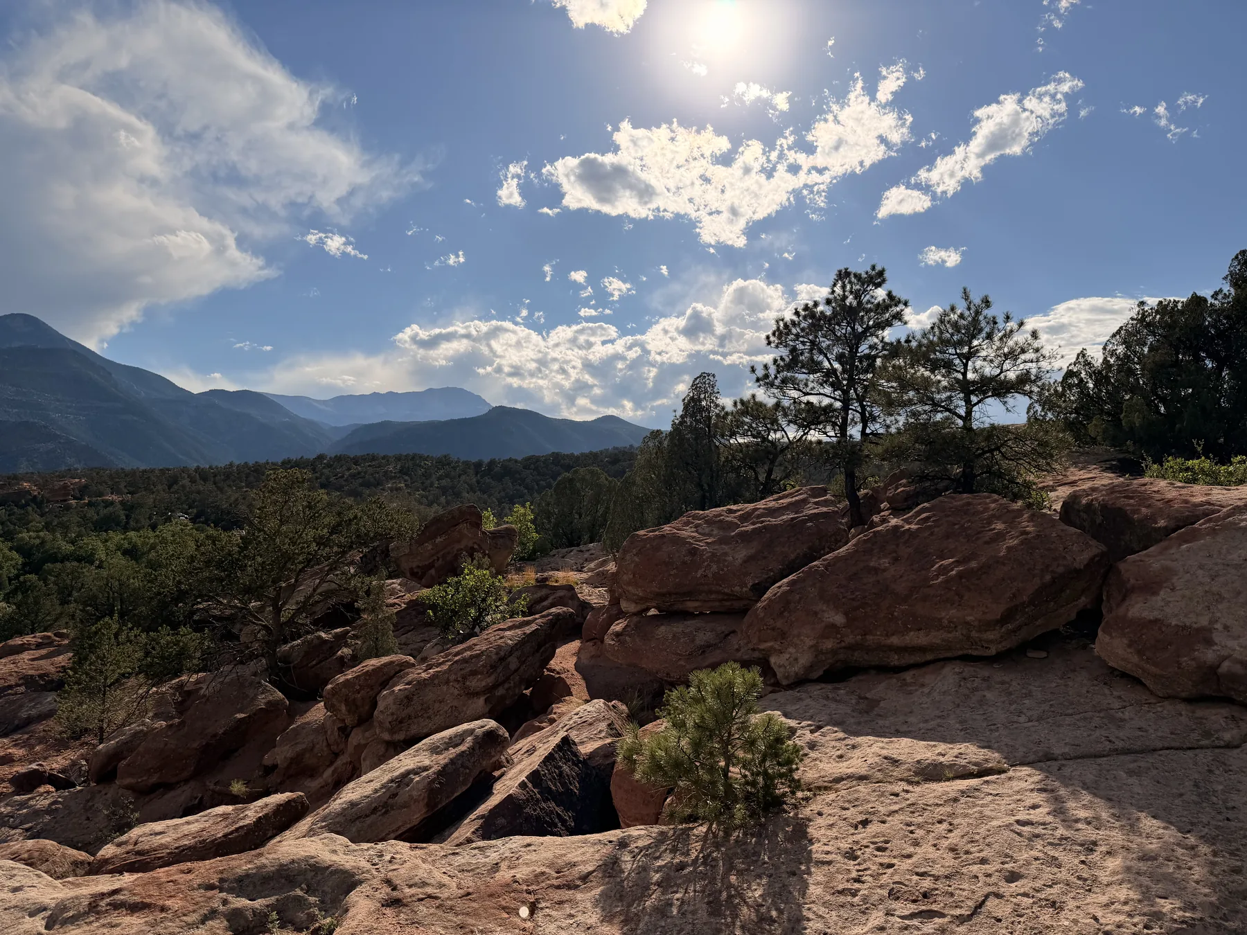 Red-rock overlook and mountain view from the Cabin Canyon Trail segment