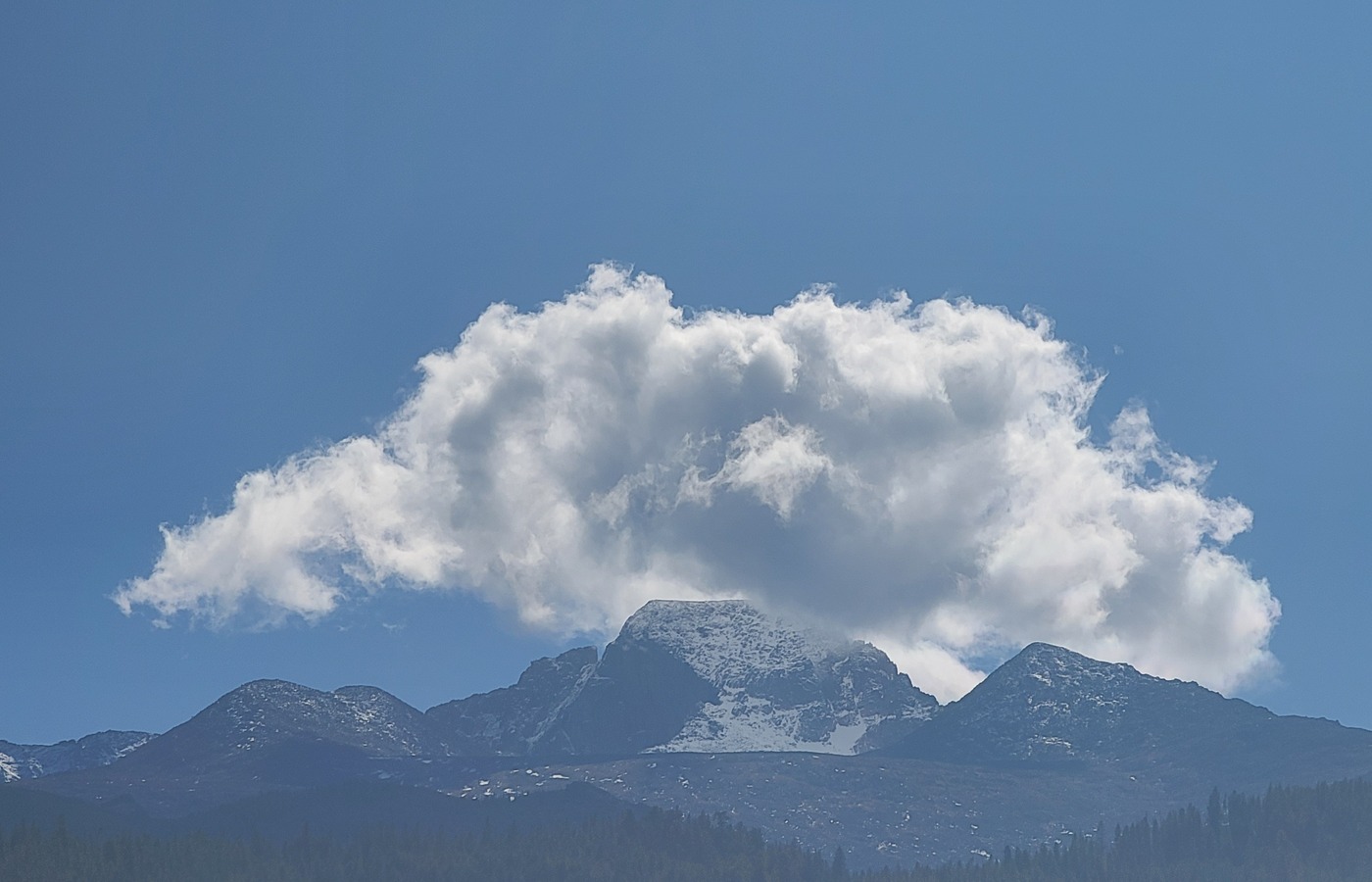 Cloud over a mountain peak near Estes Park